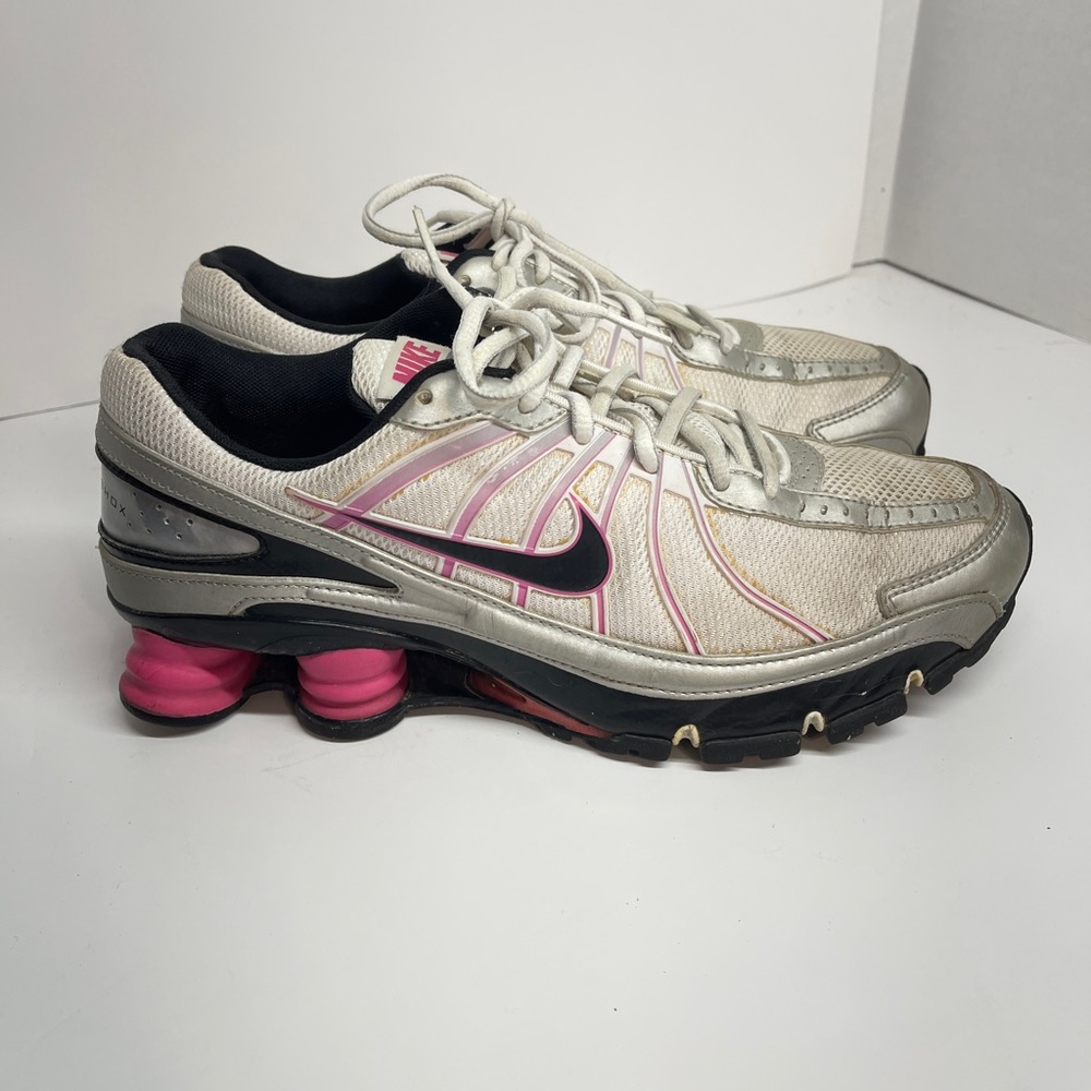 Nike Shox Turbo VII 324749-103 Womens 10 White,Black,Silver, Pink